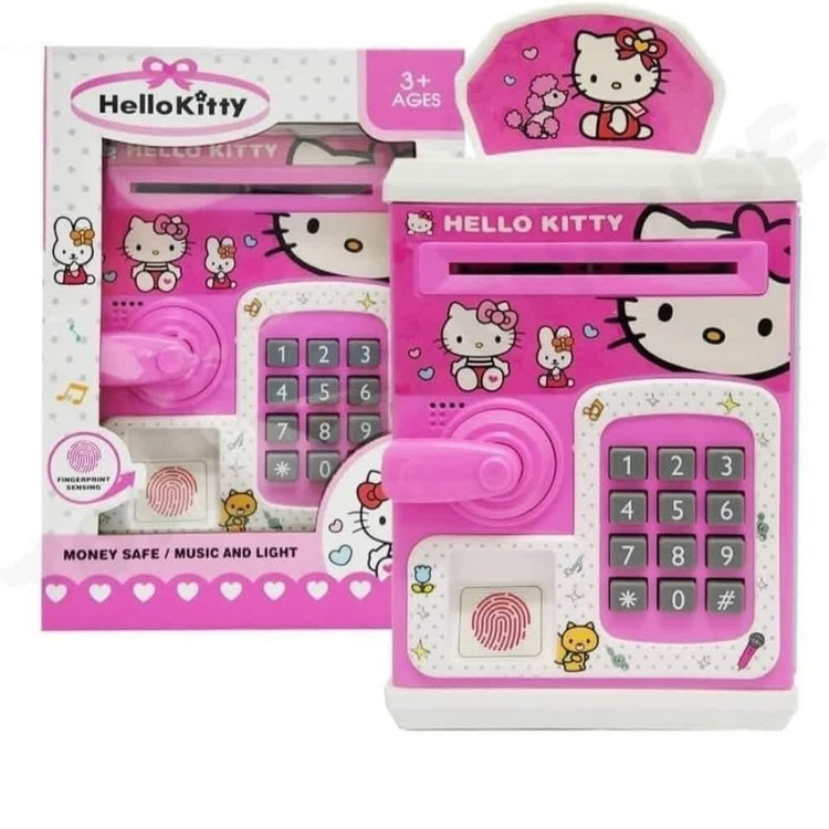 گاوصندوق اثر انگشتی رمز دار باتری خور طرح هلو کیتی مدل 3002