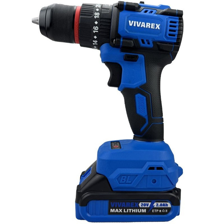 دریل شارژی ویوارکس مدل VR2010V-IBL موتور براشلس ۲۰ ولت با دو باتری