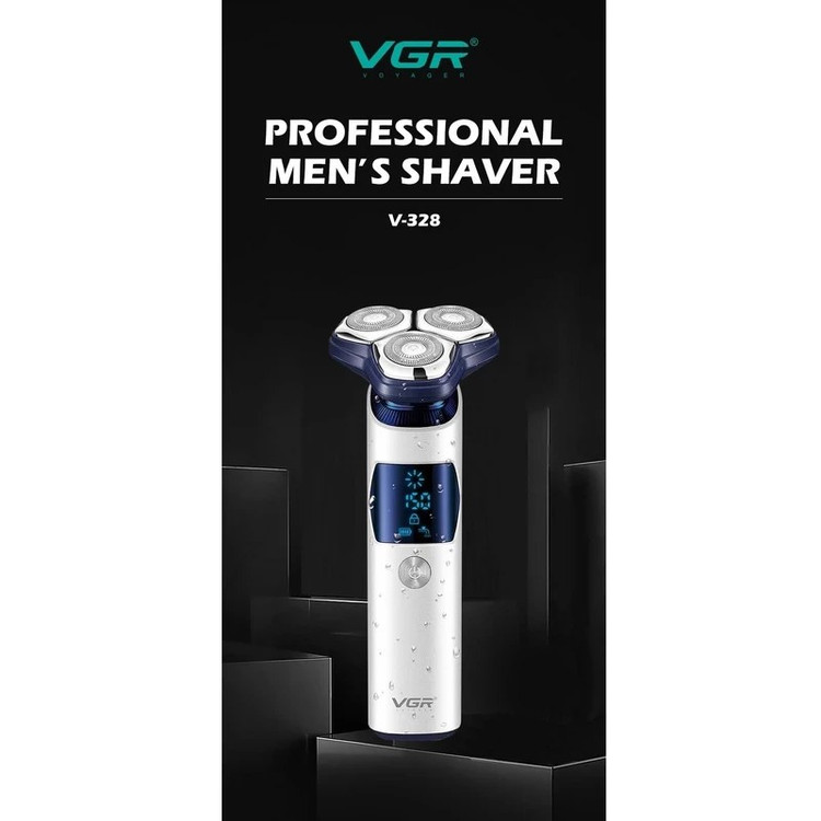 ماشین اصلاح وی جی آر مدل V-328 سه تیغ ضد آب با برش چرخشی
