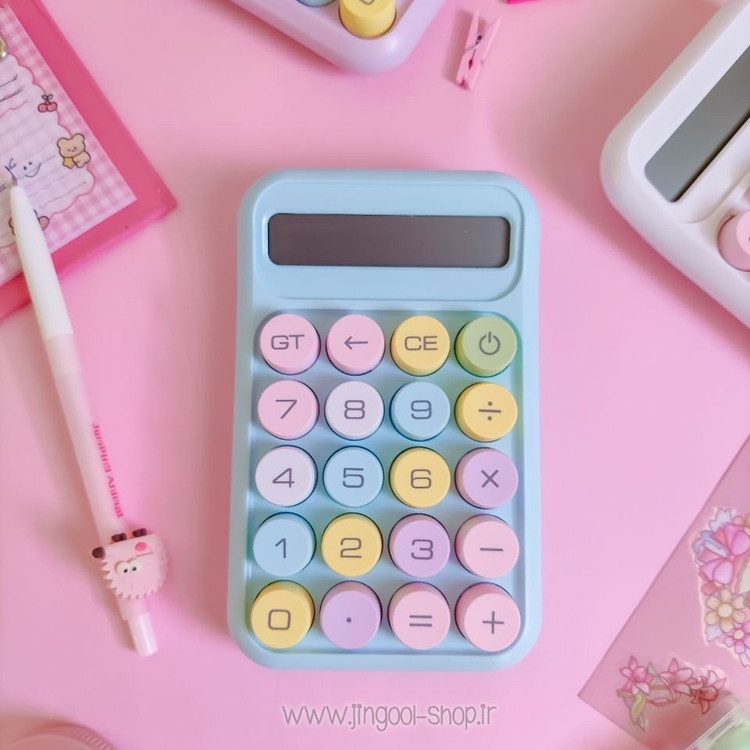ماشین حساب پاستلی دکمه رنگی سایز کوچک