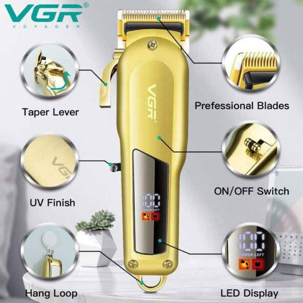 ماشین اصلاح وی جی آر مدل V-278 با تیغه استیل و برش مستقیم
